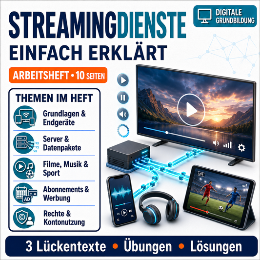 Streamingdienste einfach erklärt – Arbeitsheft mit Erklärvideo, Übungen & Lösungen | 10 Seiten PDF