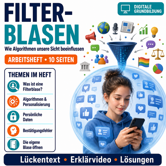 Entstehung und Wirkung von Filterblasen | Arbeitsheft mit Lösungen, 10 Seiten