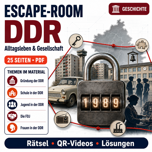 Escape-Room DDR: Alltagsleben und Gesellschaft | Geschichte Arbeitsmaterial | 25 Seiten PDF