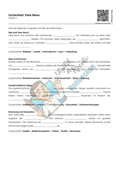 Fake News Arbeitsheft, 10 Seiten, mit Lückentexten, Übungen und Lösungen