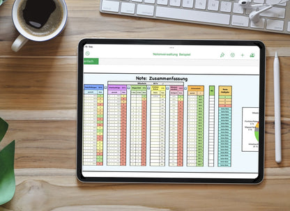 Notenverwaltung mit Numbers – digitale Notenübersicht für iPad (5 Noten)