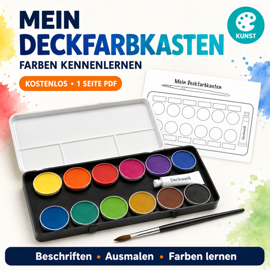 Mein Deckfarbkasten – Arbeitsblatt (1 Seite) | Kostenloses PDF