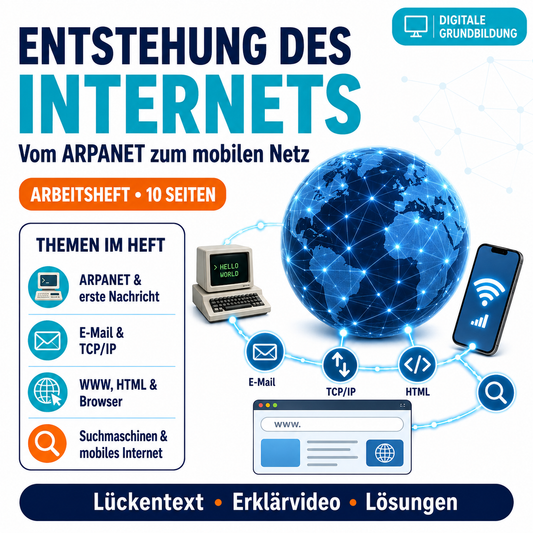 Entstehung und Entwicklung des Internets | Arbeitsheft mit Lösungen, 10 Seiten