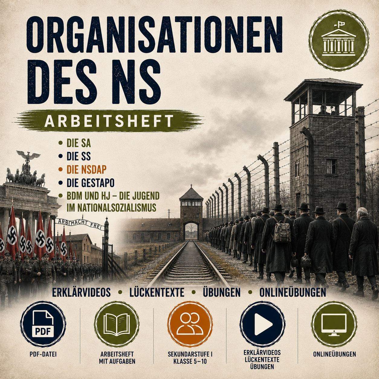 Organisationen des Nationalsozialismus – 20-seitiges Arbeitsheft (PDF)
