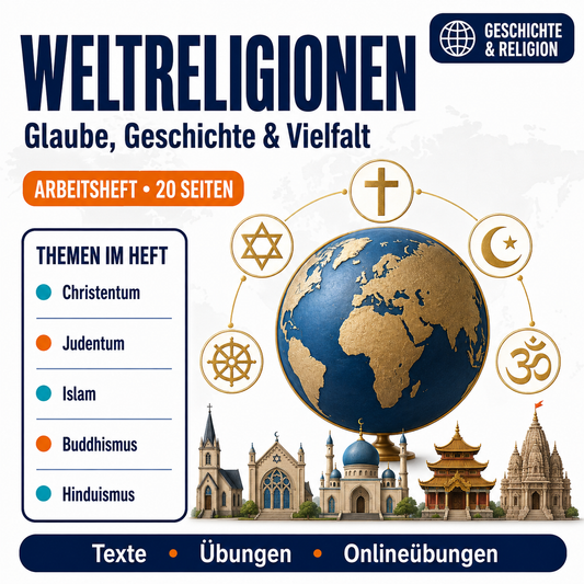 Weltreligionen – Arbeitsheft Geschichte (PDF, 20 Seiten)
