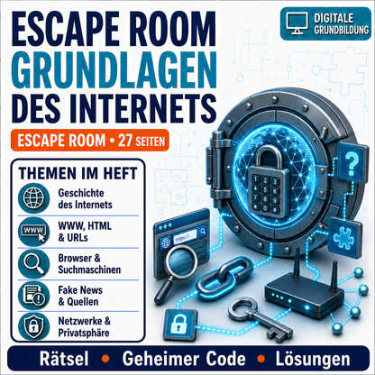 Escape Room: Grundlagen des Internets – 27-seitiges Arbeitsheft (PDF)