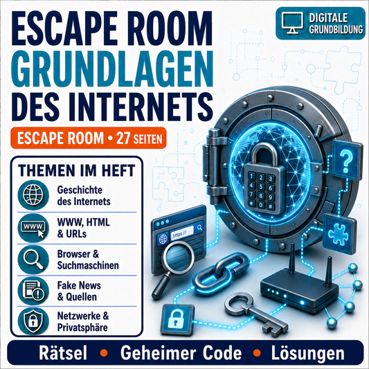 Escape Room: Grundlagen des Internets – 27-seitiges Arbeitsheft (PDF)