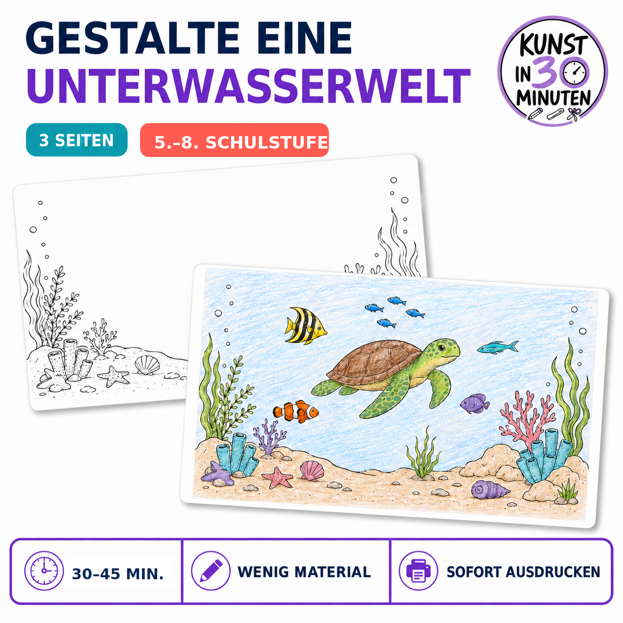 Gestalte eine Unterwasserwelt – Kunst in 30 Minuten