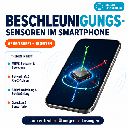 Beschleunigungssensoren im Smartphone – Arbeitsheft mit Lösungen (10 Seiten)