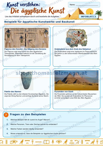 Kunst verstehen: Die ägyptische Kunst | Infoblatt zur Kunstgeschichte (2 Seiten) | PDF