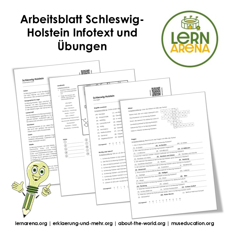 Schleswig-Holstein Arbeitsblatt (PDF) mit Infotext, Übungen und Lösungen | 7 Seiten