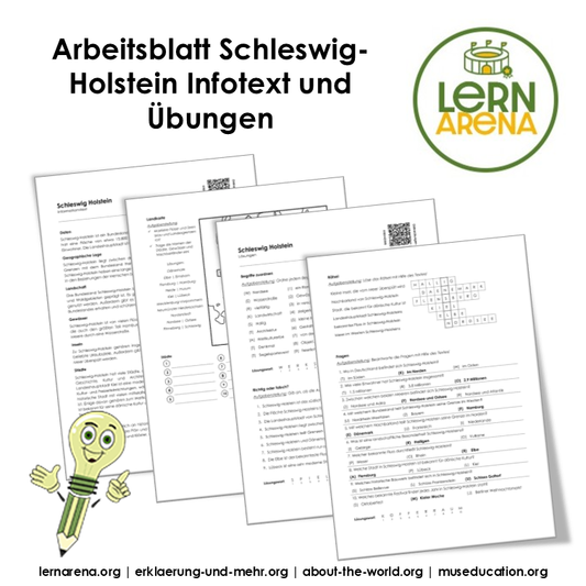 Schleswig-Holstein Arbeitsblatt (PDF) mit Infotext, Übungen und Lösungen | 7 Seiten
