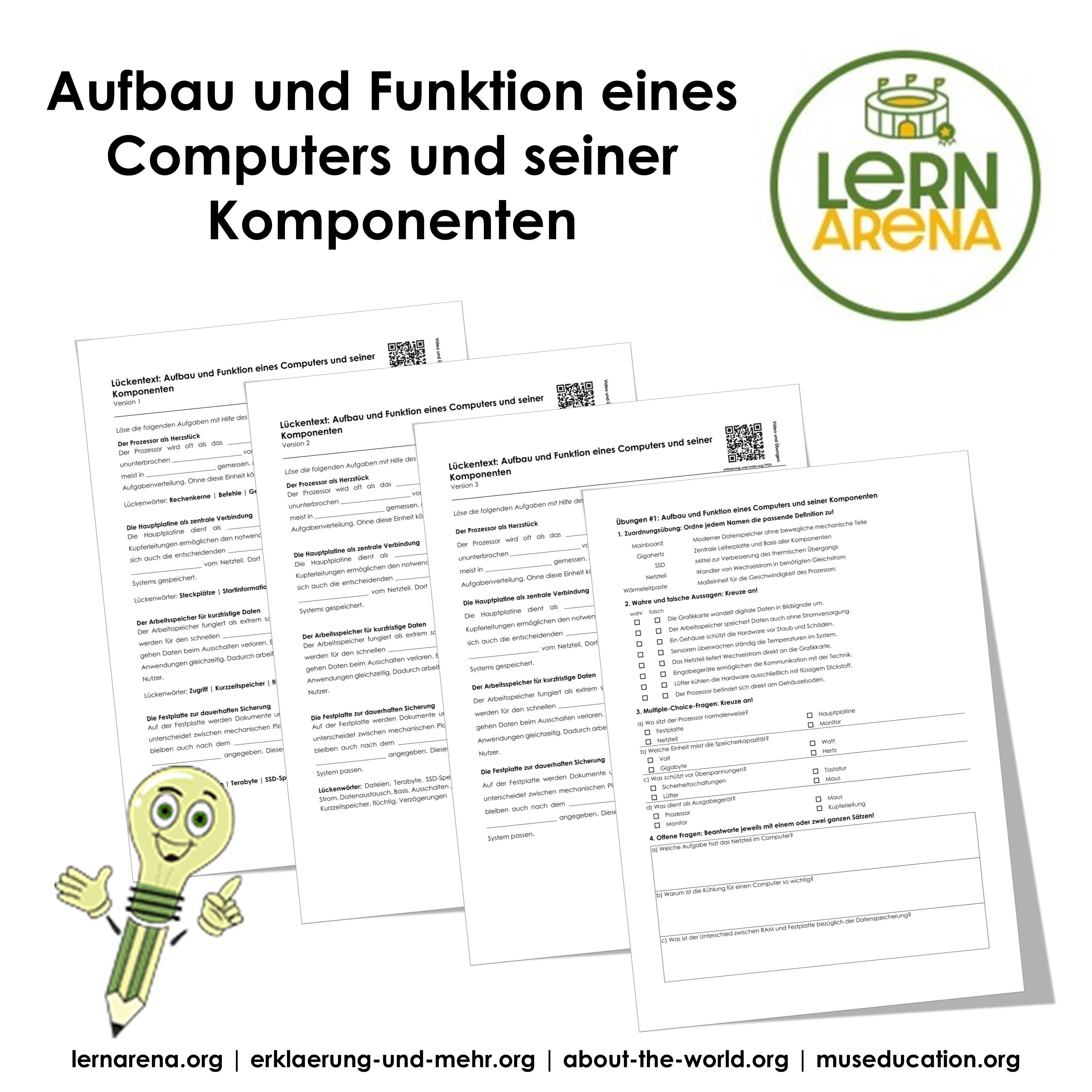 Aufbau und Funktion eines Computers und seiner Komponenten | Arbeitshe ...