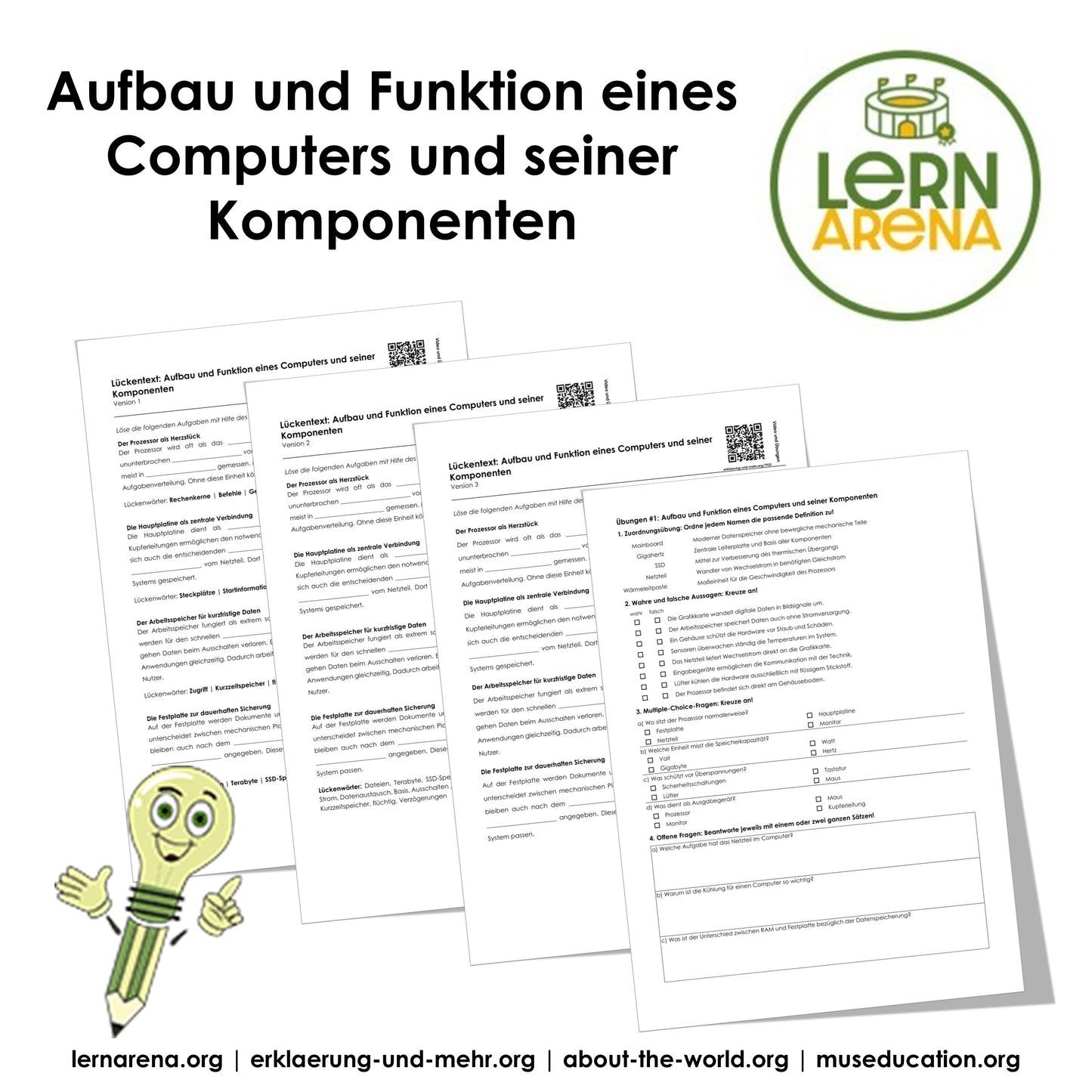 Aufbau und Funktion eines Computers und seiner Komponenten | Arbeitsheft mit Lösungen | 10 Seiten