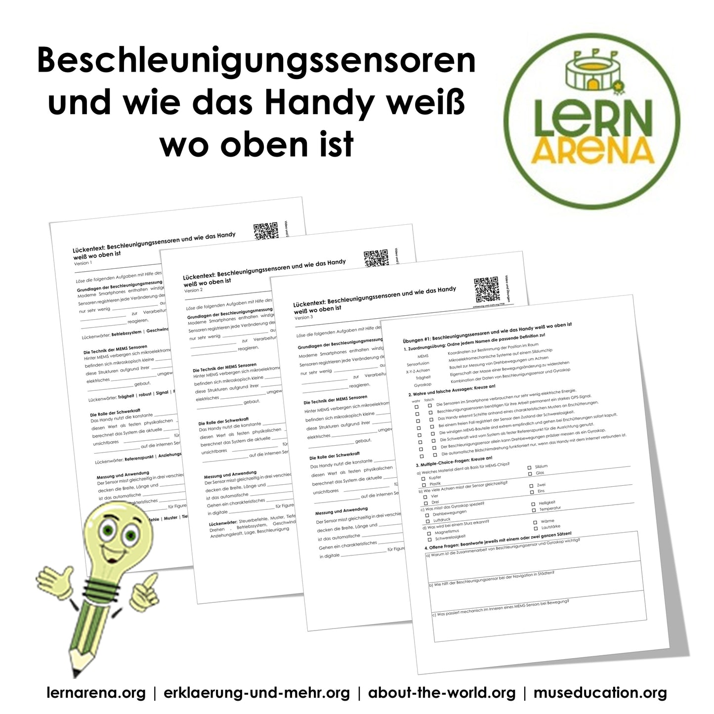 Beschleunigungssensoren im Smartphone – Arbeitsheft mit Lösungen (10 Seiten)