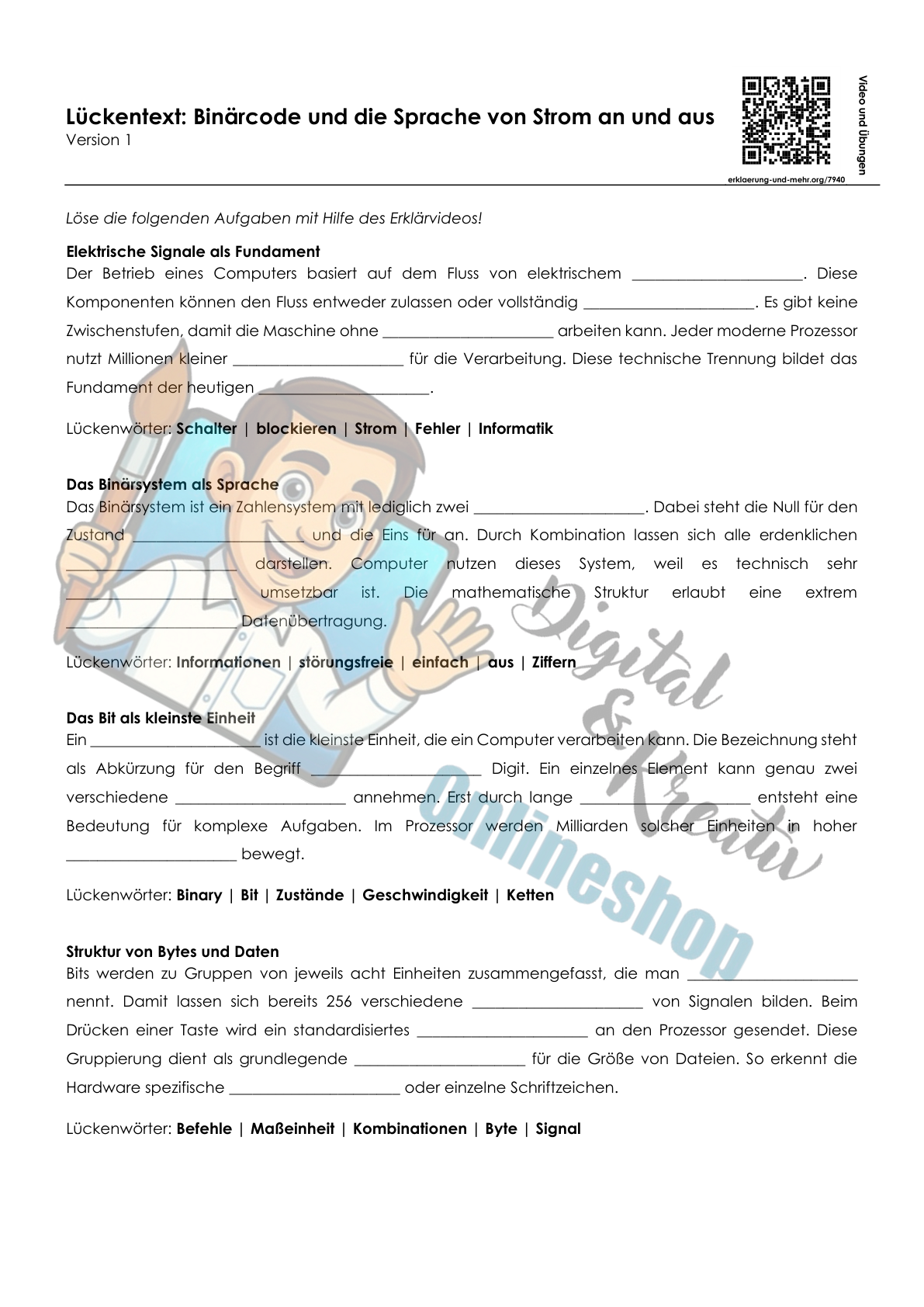 Lückentext Binärcode