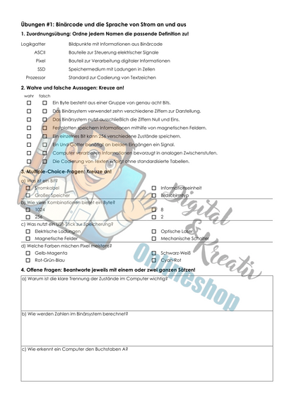 Binärcode Übungsblatt