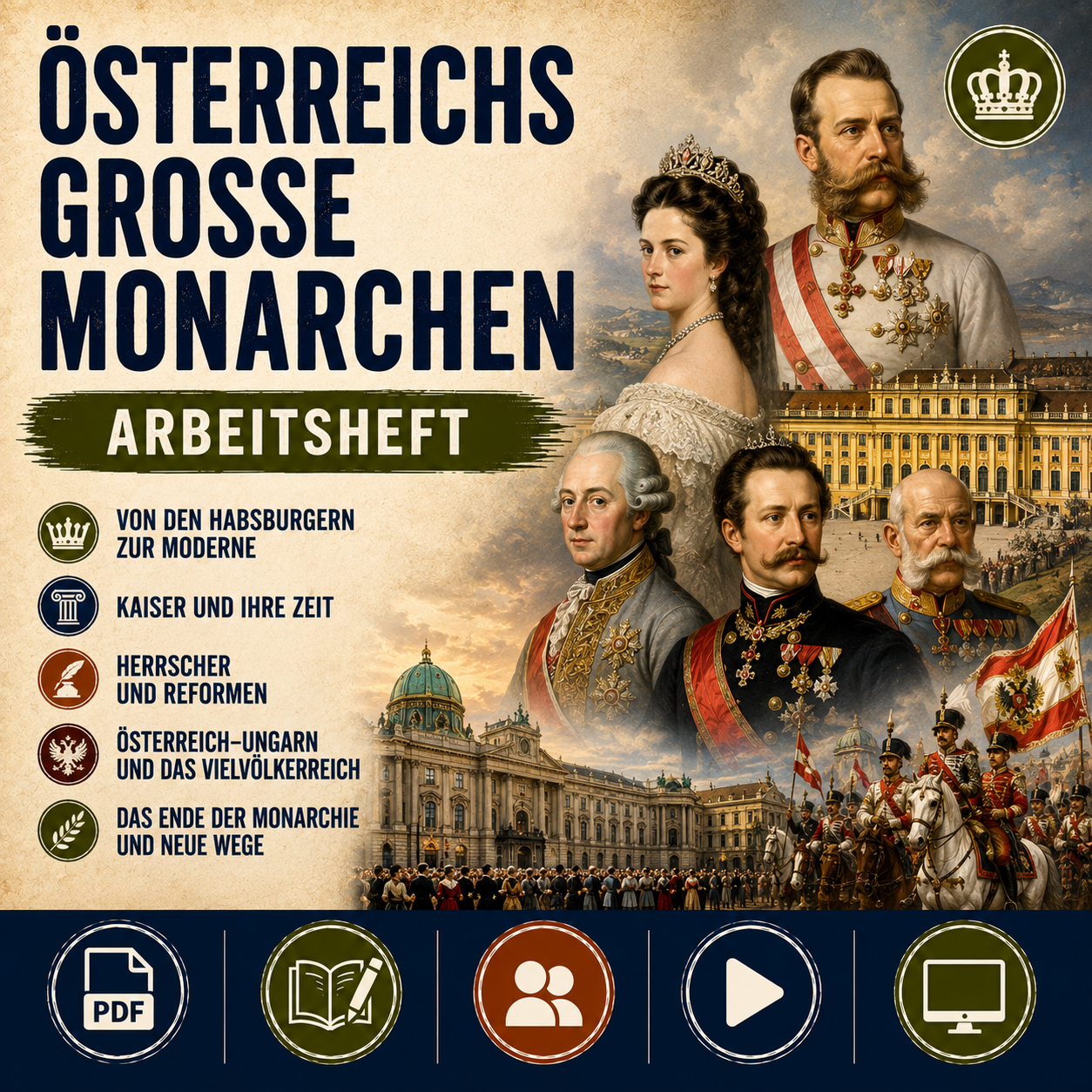 Österreichs große Monarchen – Arbeitsheft Geschichte (PDF, 28 Seiten)