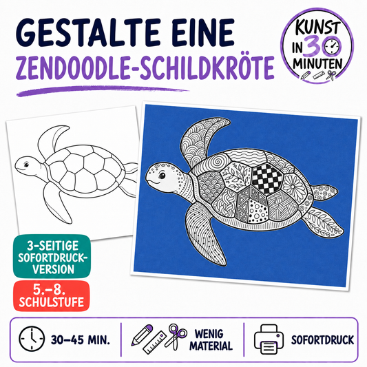 Zendoodle-Schildkröte gestalten - Kunst in 30 Minuten