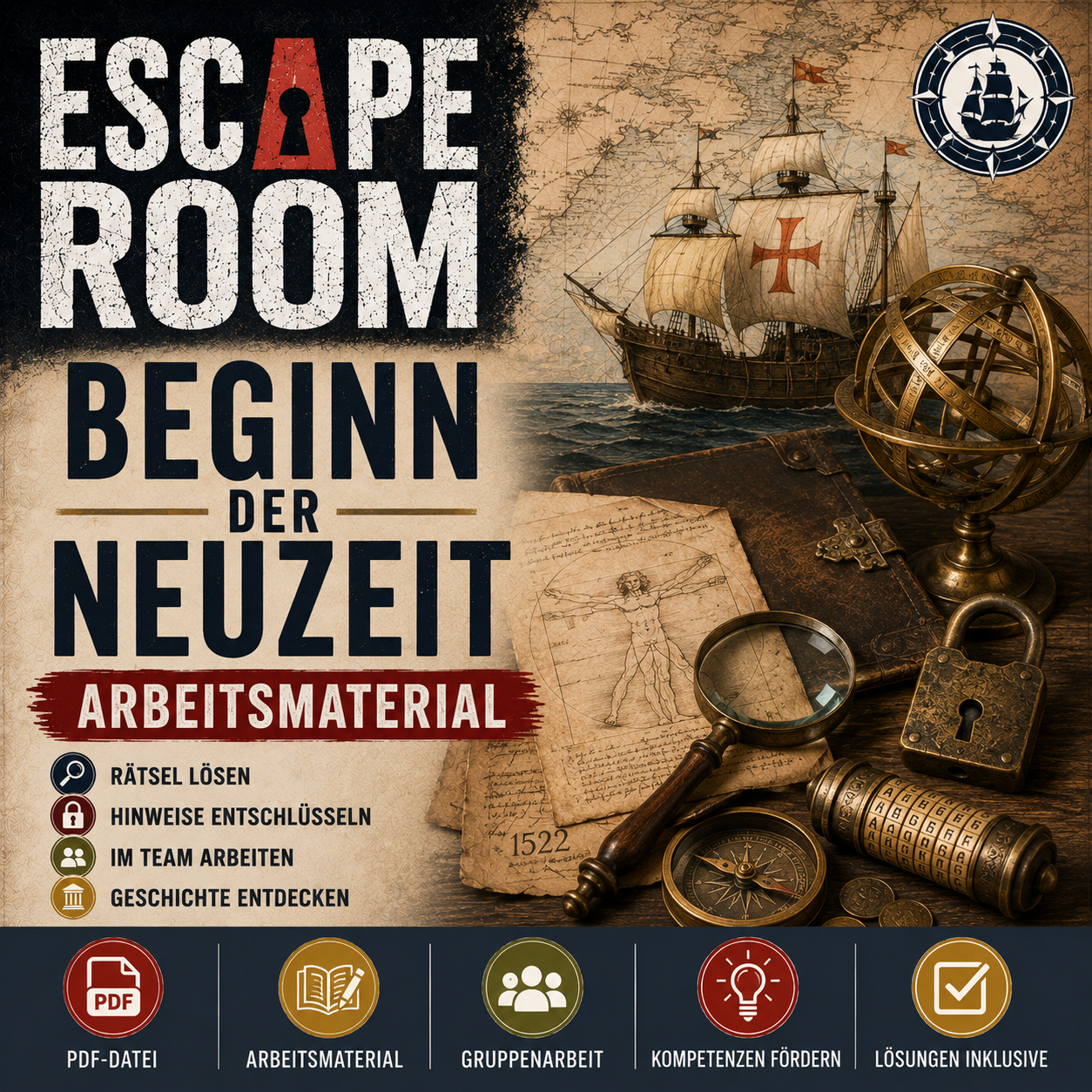 Escape-Room Beginn der Neuzeit | Frühe Phase | Geschichte Arbeitsmaterial | 35 Seiten PDF