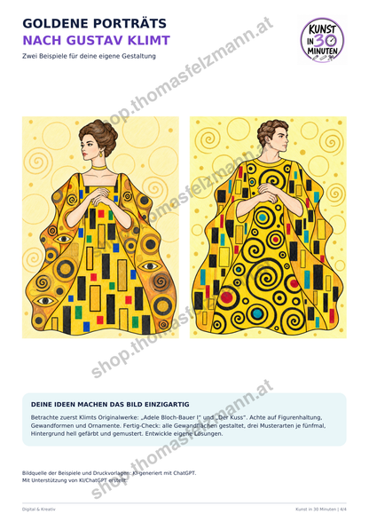 Goldene Porträts nach Gustav Klimt | Kunst in 30 Minuten