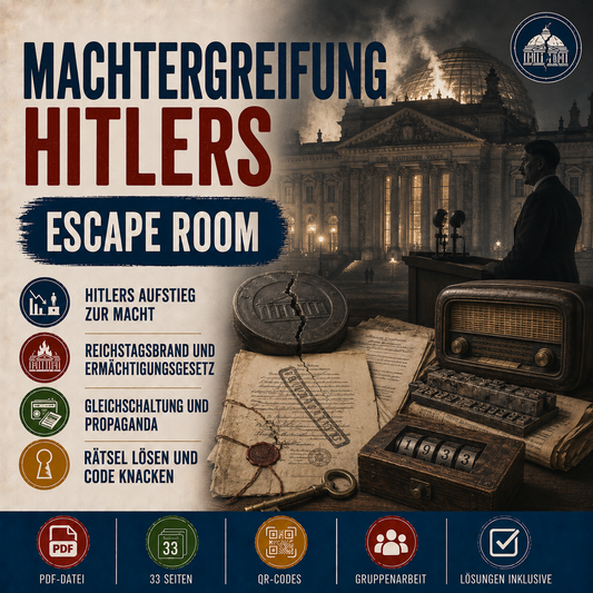 Escape-Room: Machtergreifung Hitlers Arbeitsheft (33 Seiten) | inkl. Lösungen | PDF