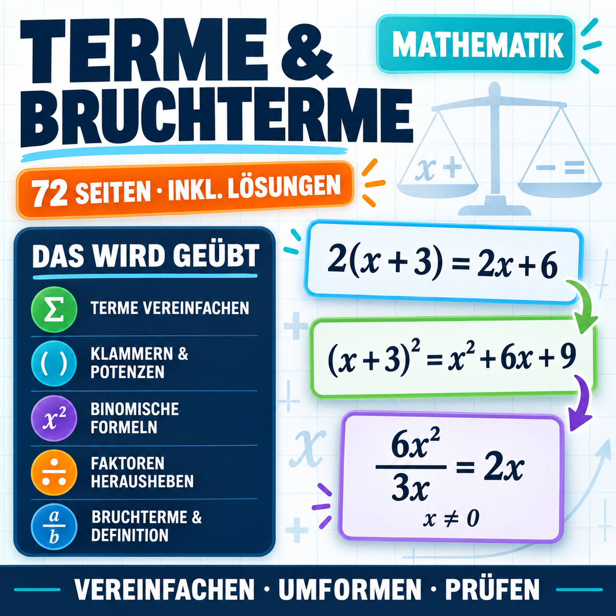 Terme & Bruchterme | Arbeitsheft (72 Seiten inkl. Lösungen)