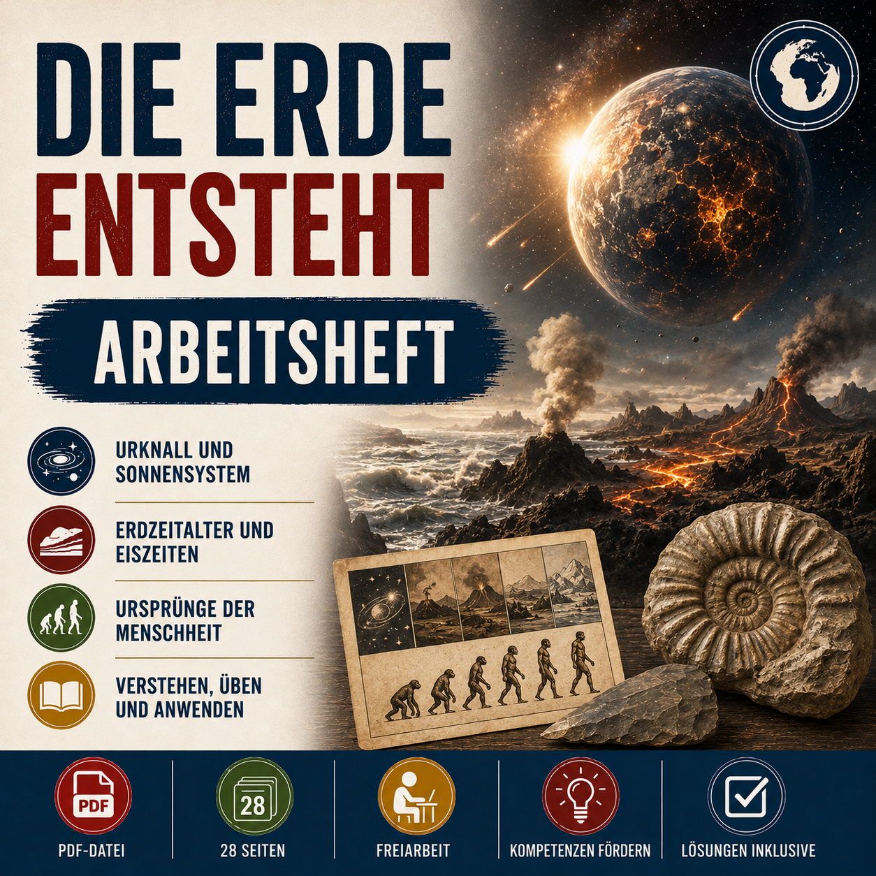 Arbeitsheft - Die Erde entsteht (28-seitiges PDF)
