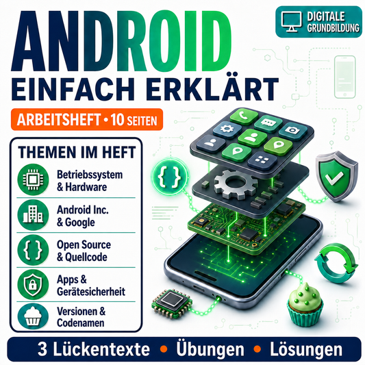 Android einfach erklärt – Arbeitsheft mit Erklärvideo, Übungen und Lösungen | 10 Seiten PDF