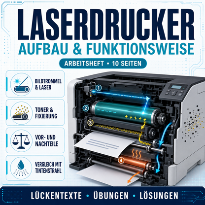 Laserdrucker, Arbeitsheft mit 10 Seiten inklusive Lösungen