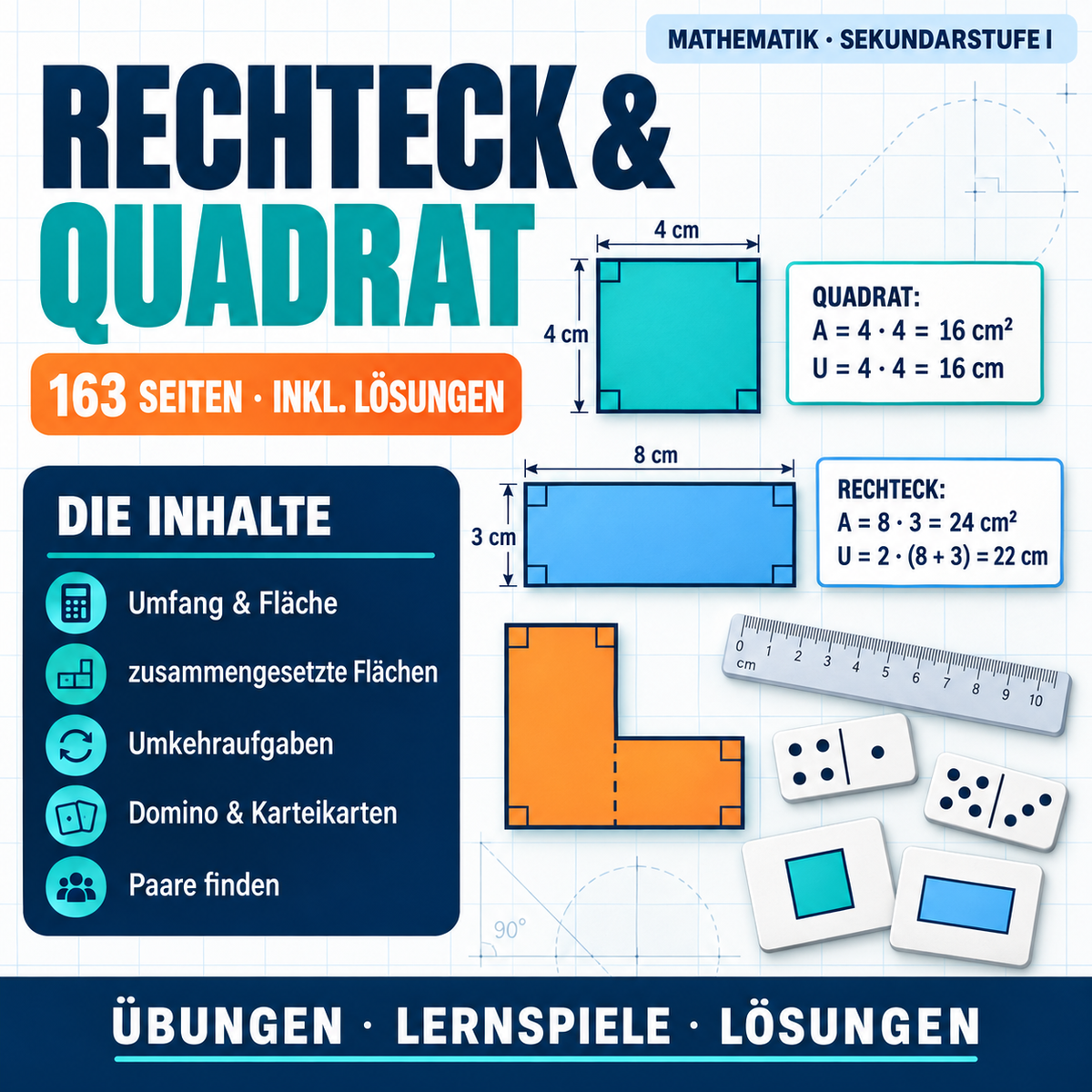 Rechteck und Quadrat | Arbeitsheft (163 Seiten inkl. Lösungen)