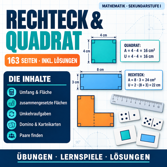 Rechteck und Quadrat | Arbeitsheft (163 Seiten inkl. Lösungen)
