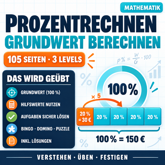 Prozentrechnen | Arbeitsheft (105 Seiten inkl. Lösungen)