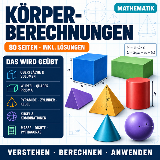 Körperberechnungen | Arbeitsheft (80 Seiten inkl. Lösungen)