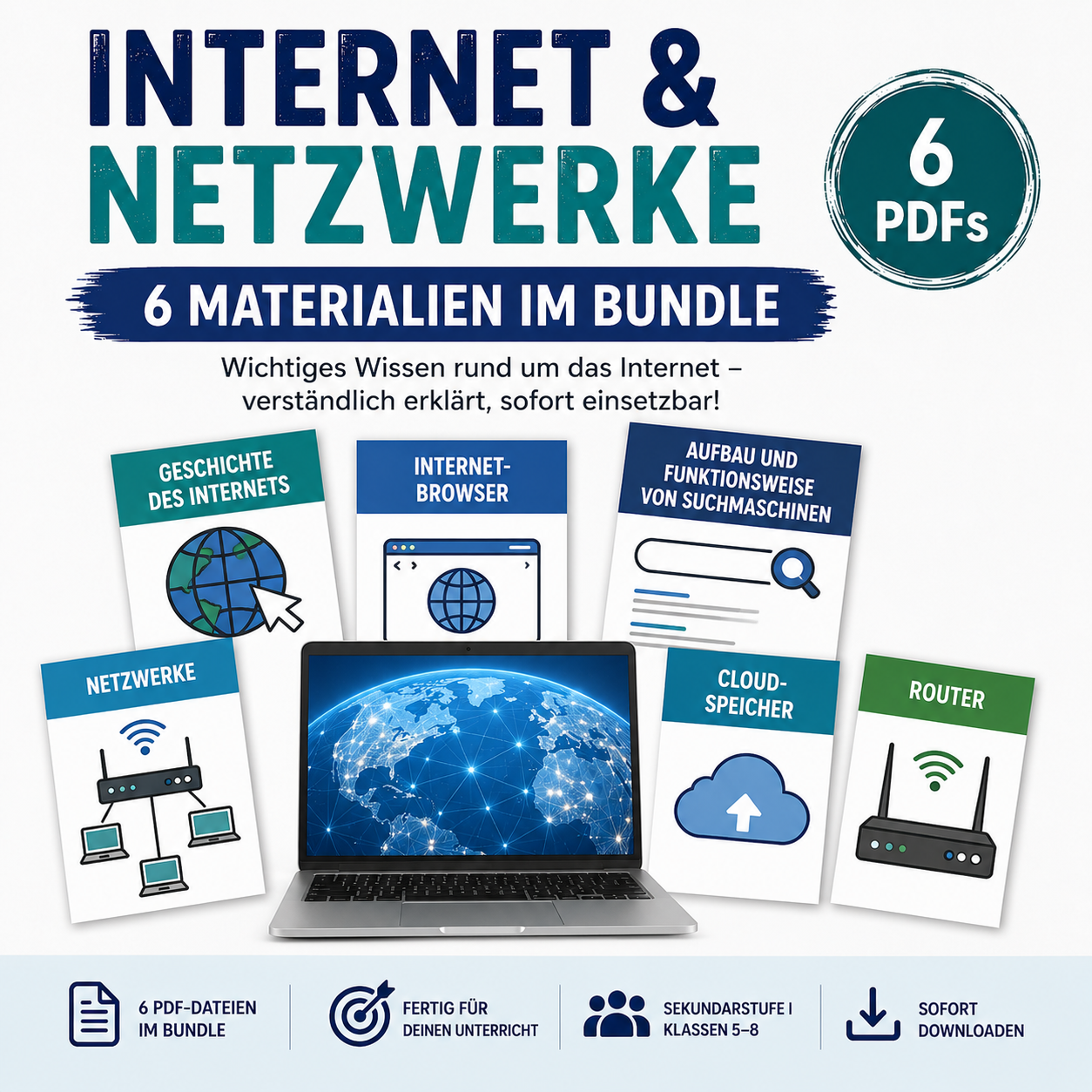 Internet & Netzwerke – 6 Unterrichtsmaterialien im Bundle