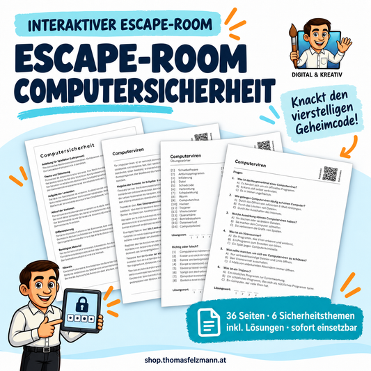 Escape-Room Computersicherheit – interaktives Unterrichtsmaterial (36 Seiten)