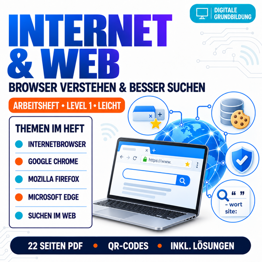Internet und Web Arbeitsheft Level 1 (leicht) | 22 Seiten | PDF | inkl. Lösungen