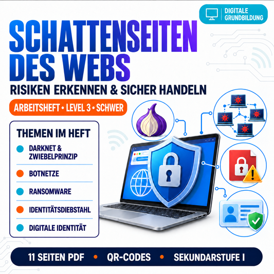 Schattenseiten des Webs Arbeitsheft Level 3 schwer | 11 Seiten | PDF