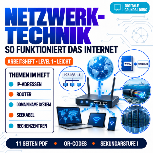 Netzwerktechnik Arbeitsheft Level 1 leicht | 11 Seiten | PDF