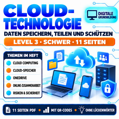 Cloud Technologie Arbeitsheft Level 3 schwer | 11 Seiten | PDF