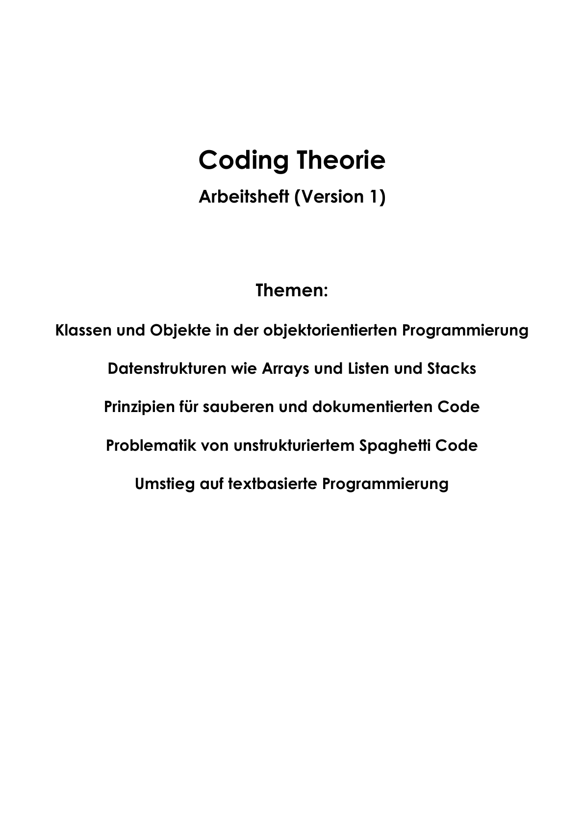 Coding Theorie Arbeitsheft Level 1 leicht | 11 Seiten | PDF