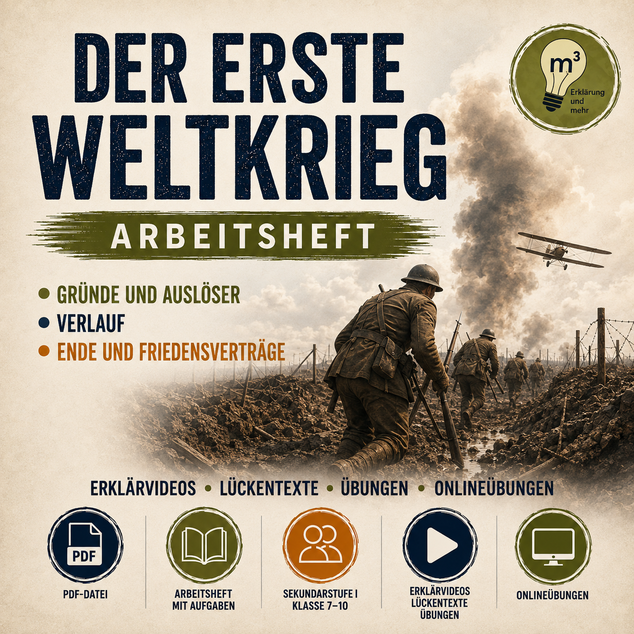 Der Erste Weltkrieg – Arbeitsheft mit Erklärvideos, Übungen & Onlineaufgaben (PDF)