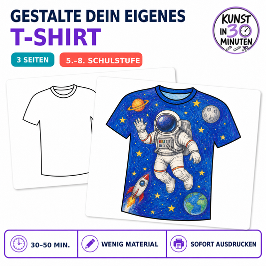 Gestalte dein eigenes T-Shirt – Astronaut im Weltall | Kunst in 30 Minuten