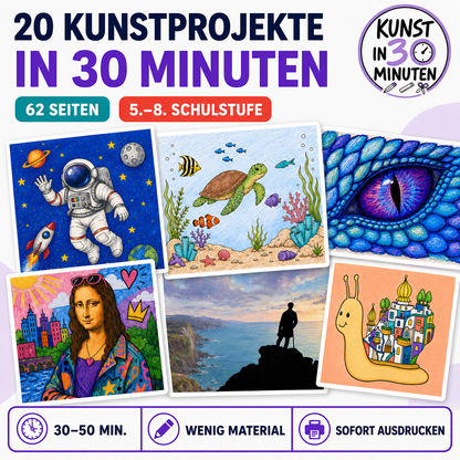 Kunst in 30 Minuten – Komplettpaket mit 20 schnellen Kunstprojekten