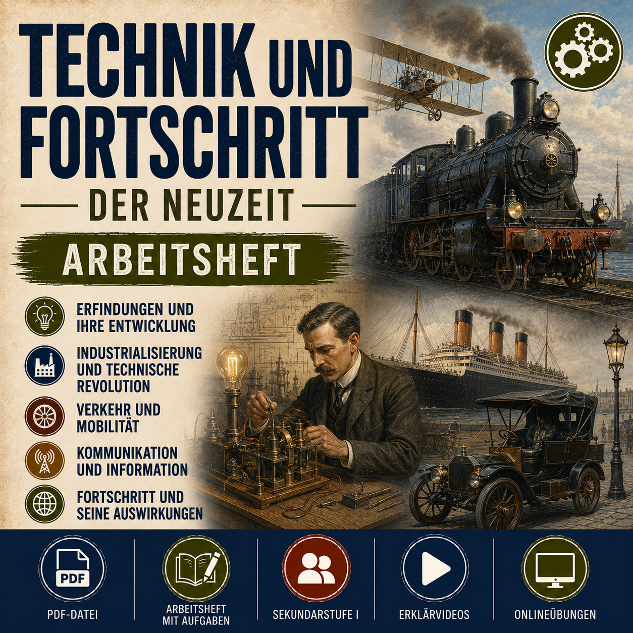 Technik und Fortschritt der Neuzeit – 28-seitiges Arbeitsheft (PDF)