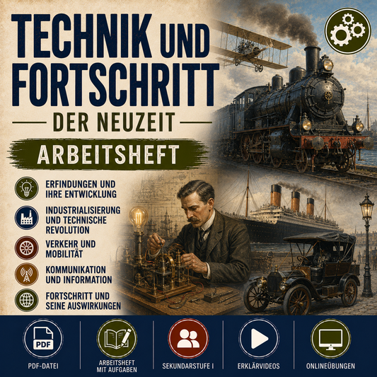 Technik und Fortschritt der Neuzeit – 28-seitiges Arbeitsheft (PDF)