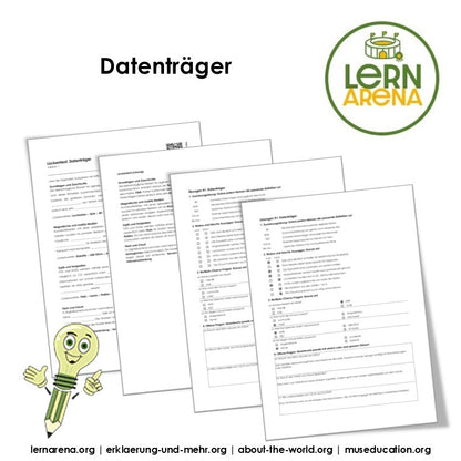 Datenträger, Arbeitsheft mit 10 Seiten inklusive Lösungen