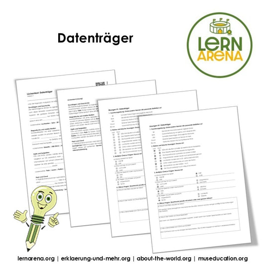 Datenträger, Arbeitsheft mit 10 Seiten inklusive Lösungen