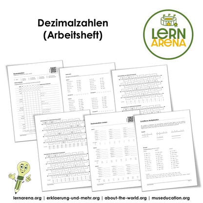 Dezimalzahlen Arbeitsheft: Stellenwerte, Zahlenstrahl, Rechnen und Textaufgaben (PDF, 32 Seiten, inkl. Lösunge