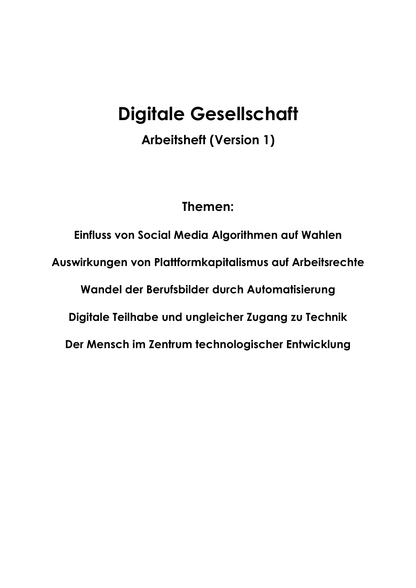 Digitale Gesellschaft Arbeitsheft Level 2 mittel | 22 Seiten | PDF